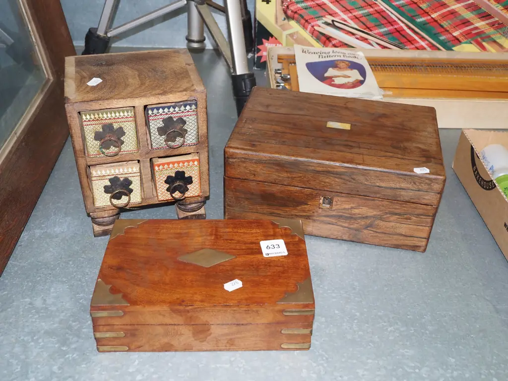 2x wooden storage boxes, small jewellery chest H-185 Image 1++