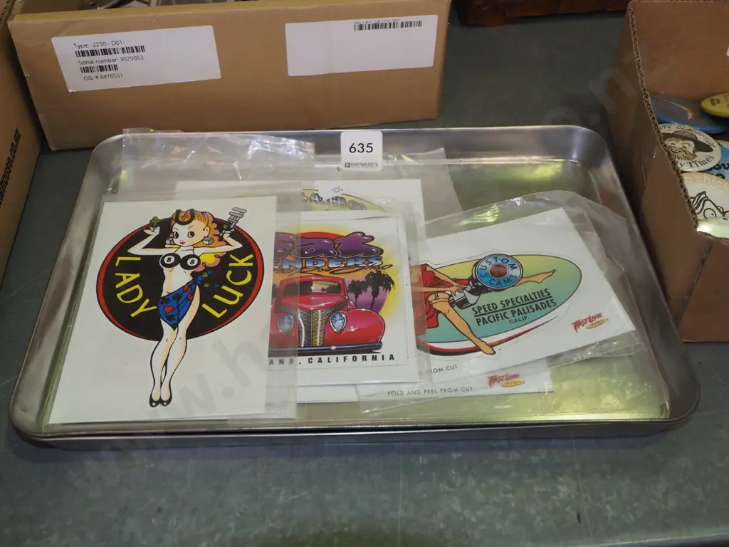 tray of various of Hot Rod stickers Image 1++