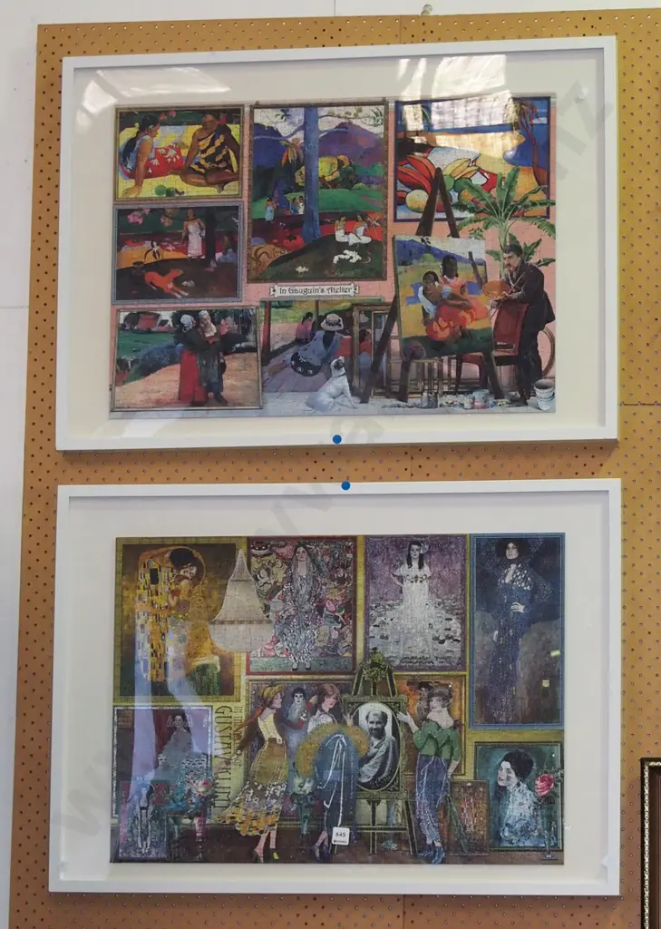 2x framed puzzles - blue dots Image 1++