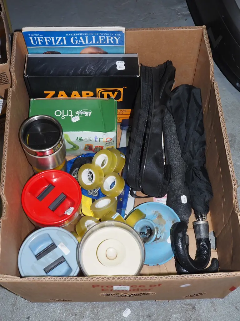 box; umbrellas, sellotape, canisters, media player etc Image 1++