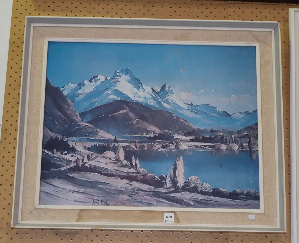 framed Denis Kent print - Lake Hayes - water damage Image 1++