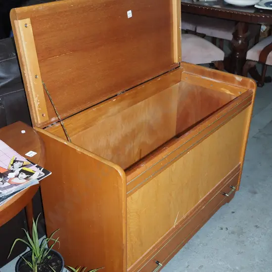 solid oak blanket box with lower drawer H-660 W-930 D-400