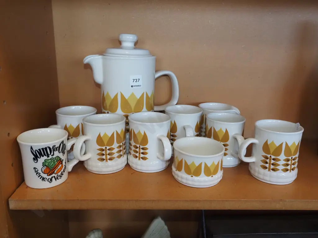 retro coffee set - crazing, soup for one Image 1++