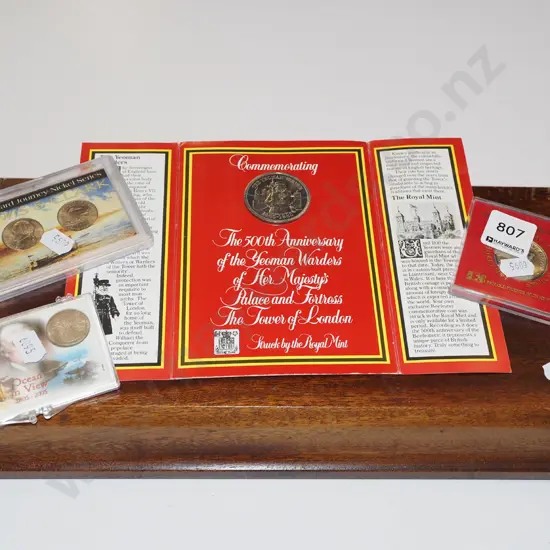 collector coins, wooden pedestal
