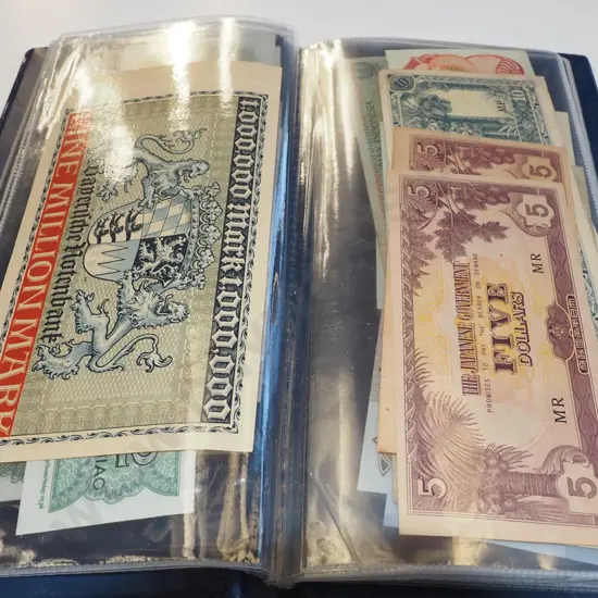 clear folder of bank notes