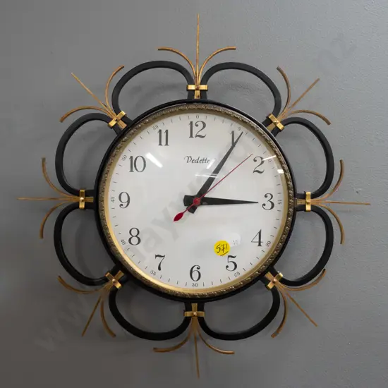retro "Vedette" French metal cased wall clock with battery movement - minor discolouration to brass 330x330