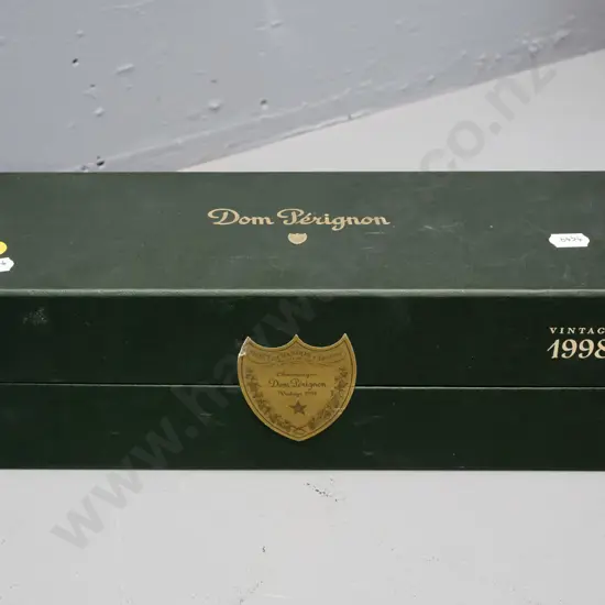 bottle of Dom Perignon champagne 1998, 750ml, in presentation box with booklet - label on box loose but bottle