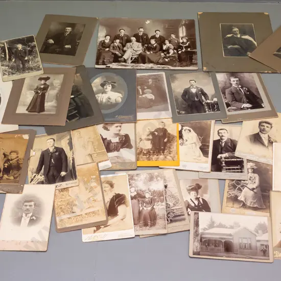 large assortment of vintage portrait photos and cartes de visite, most NZ, many Dunedin and south island - large group