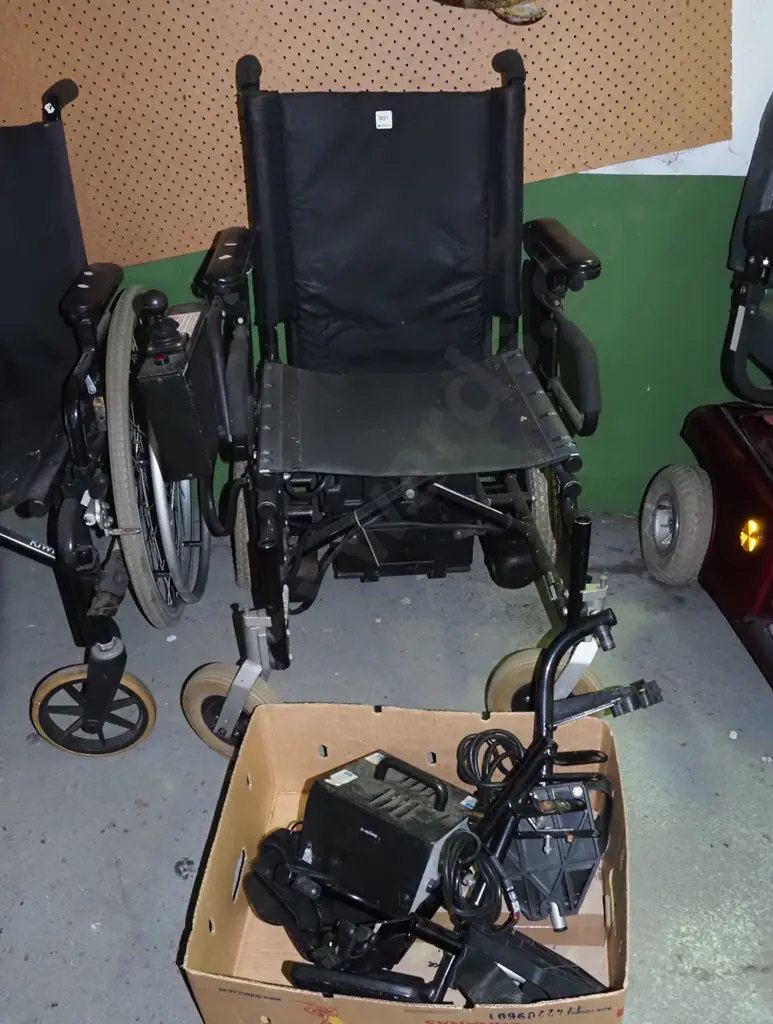 electric wheelchair and accessories - batteries untested, condition unknown - missing cushion Image 1++
