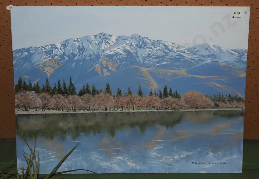 unframed oil on board - Brian Paton - lake front Image 1++