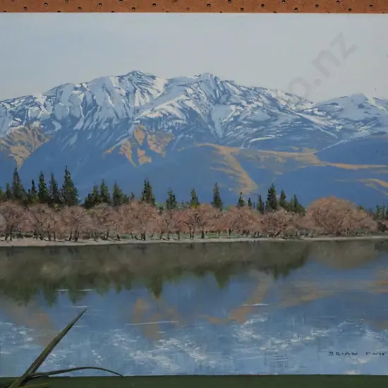 unframed oil on board - Brian Paton - lake front