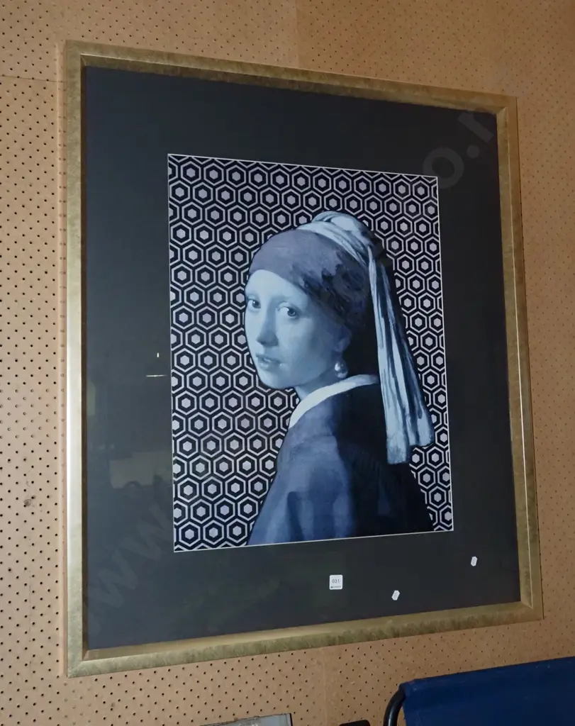 large gilt framed print - girl with pearl earring H-1100 Image 1++