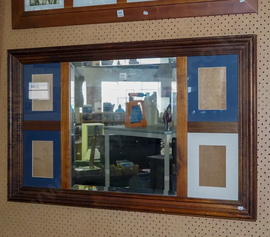 framed bevelled edge mirror with 4 sections of photographs H-620 W-1000 Image 1++
