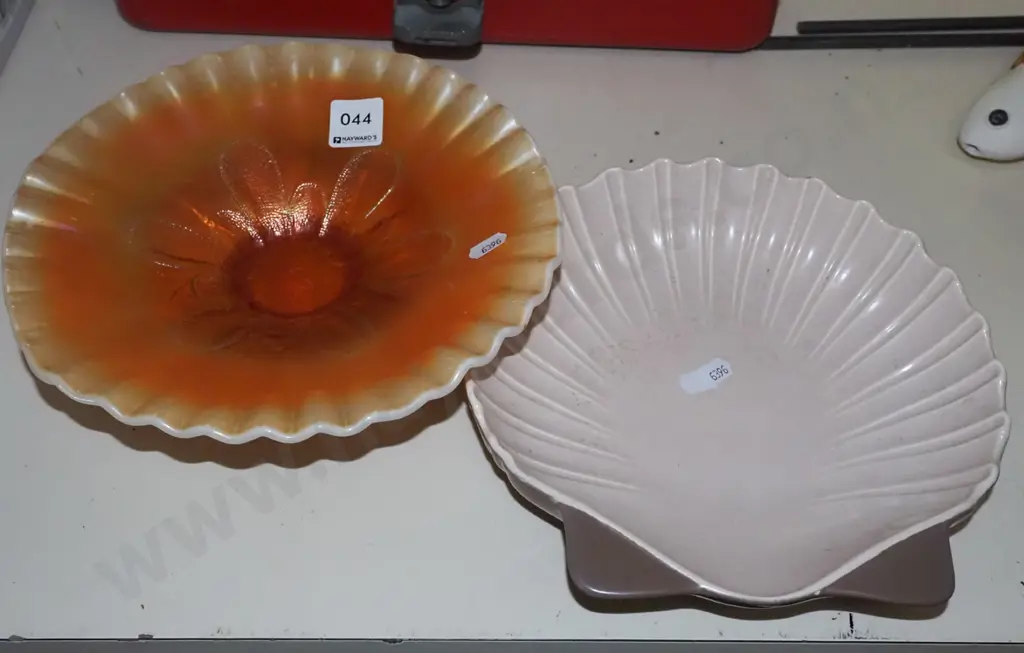 carnival glass bowl, Poole shell bowl Image 1++