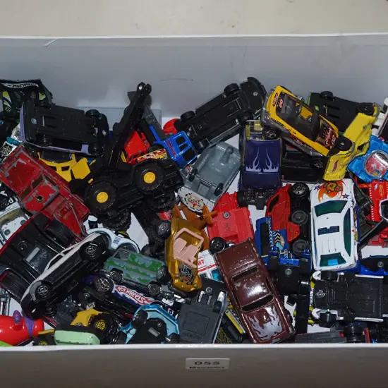 box of model vehicles