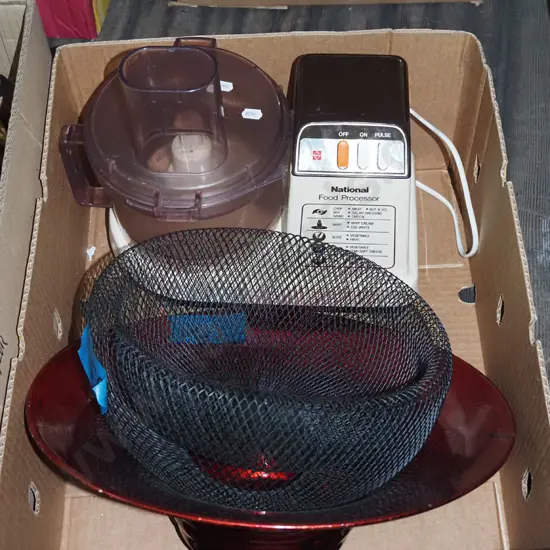 box; fruit bowls, food processor