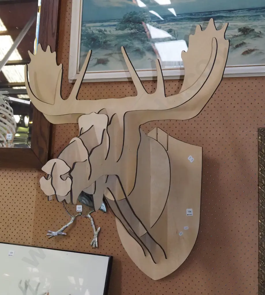 wall mounted plywood moose head Image 1++