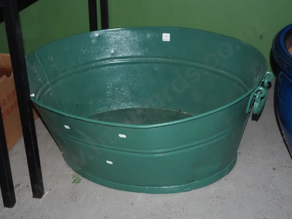 green painted tin bath L-710 Image 1++