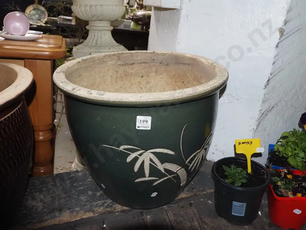 green glazed garden planter H-330 Image 1++