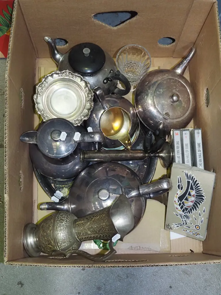box; tape cassettes, plated ware, glass etc Image 1++