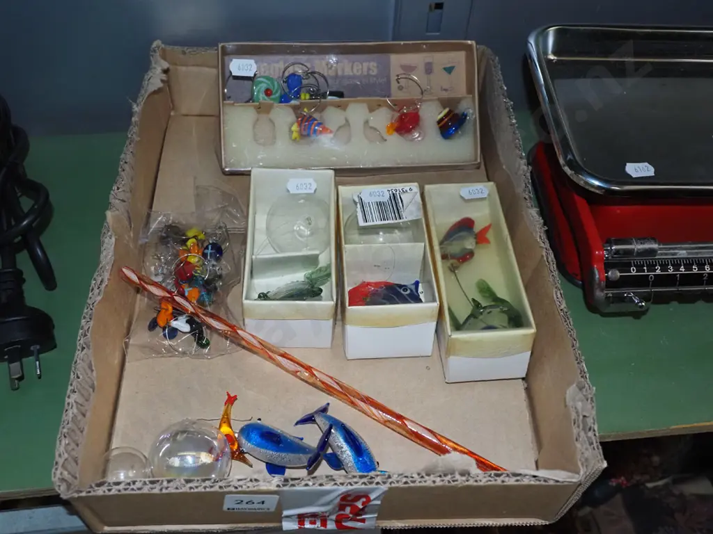 box; wine glass markers, glass figurines etc Image 1++