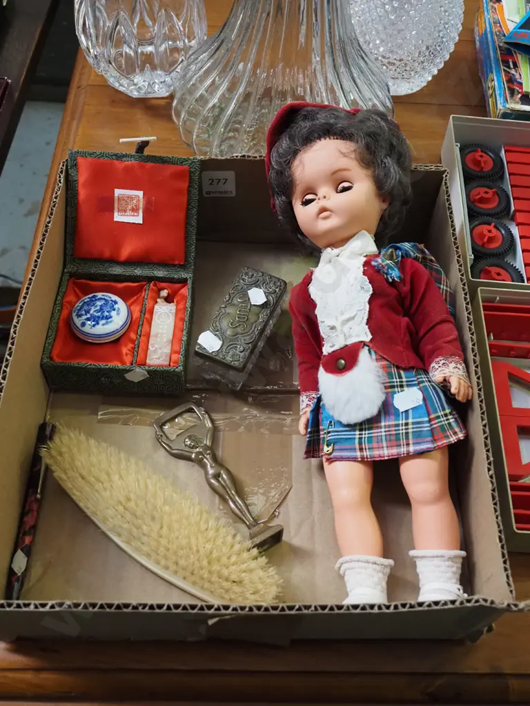 small Scottish themed doll, Chinese stamp set etc Image 1++