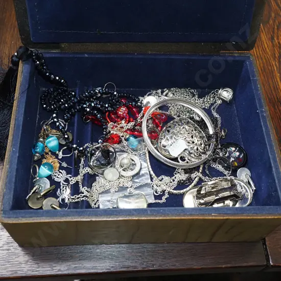 leather jewellery box and costume jewellery