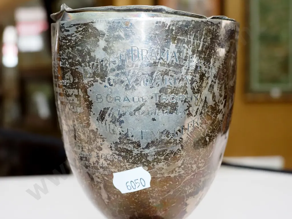 sterling silver fob watch case and engraved sterling presentation cup - both damaged Image 1++