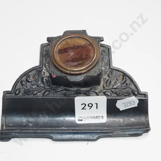 Victorian cast metal inkwell