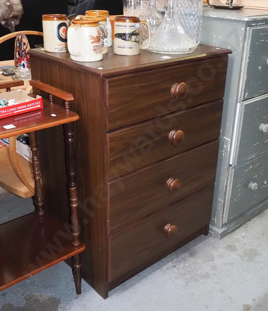 mdf faux wood veneer 4 drawer chest H-815 W-585 D-400 Image 1++