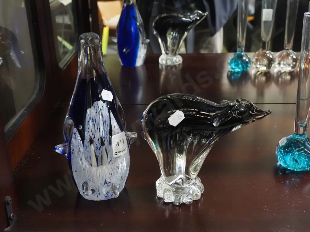 2x art glass ornaments Tallest H-200 Image 1++