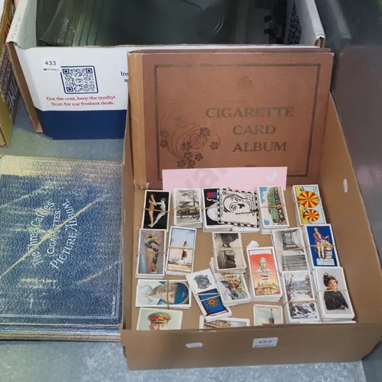 cigarette collector cards and 2 albums with partial contents