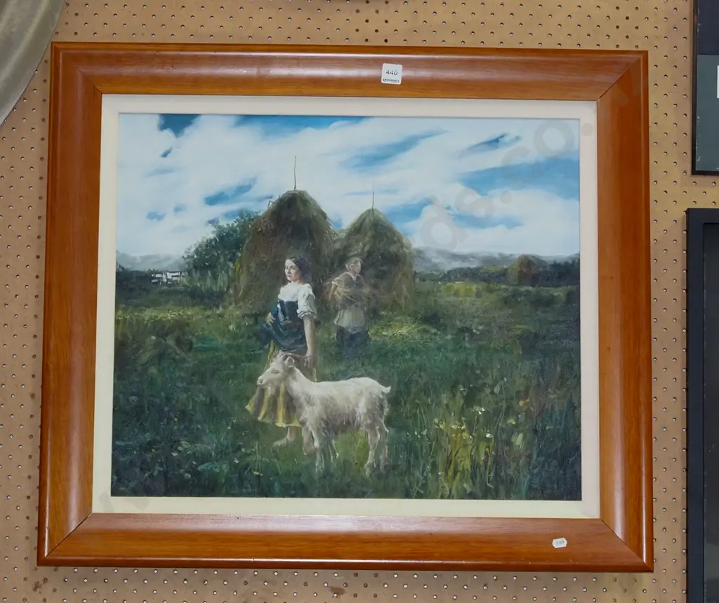 framed oil on board - haystacks Image 1++
