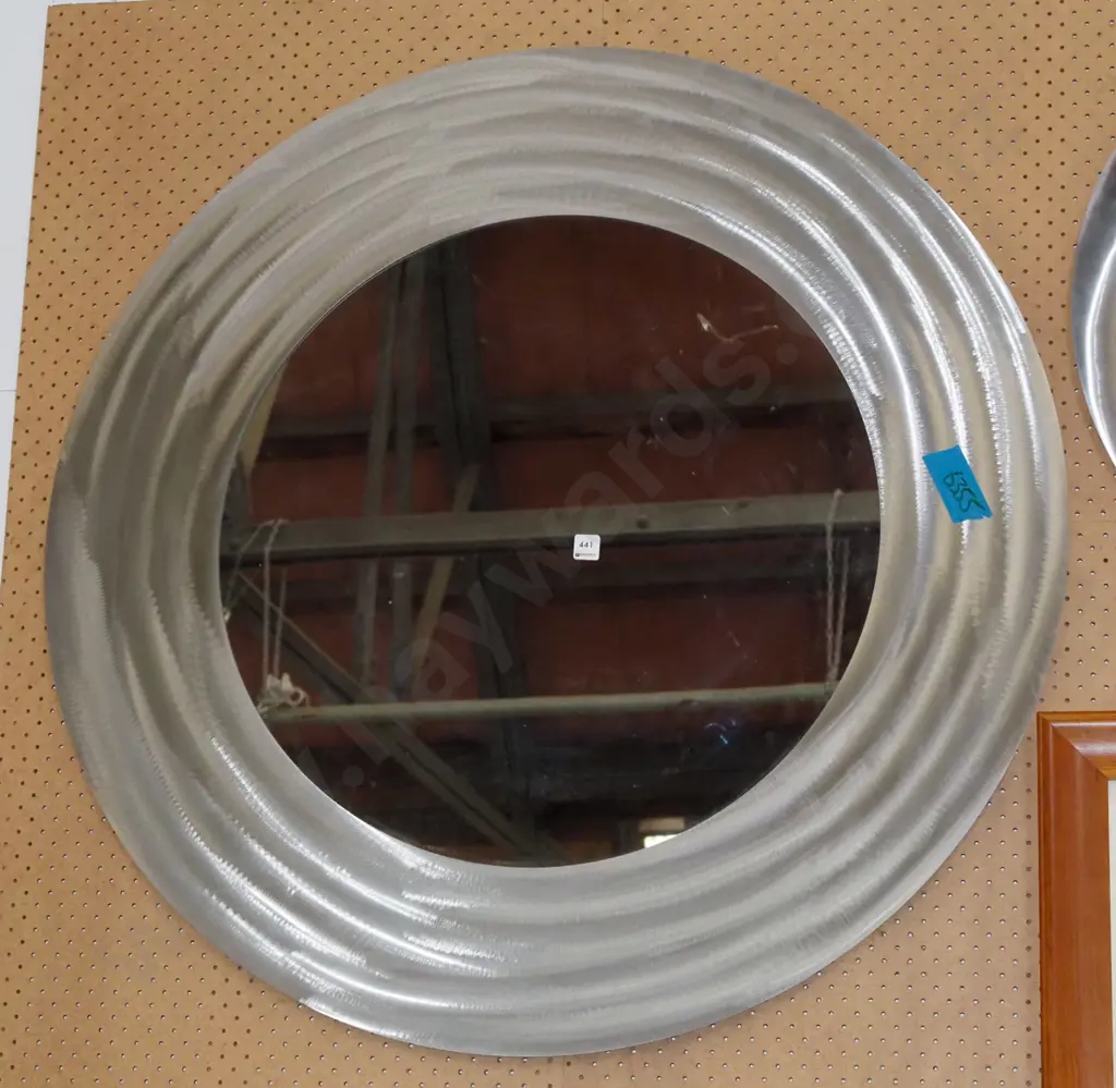 brushed metal circular framed wall mirror Diam-1050 Image 1++