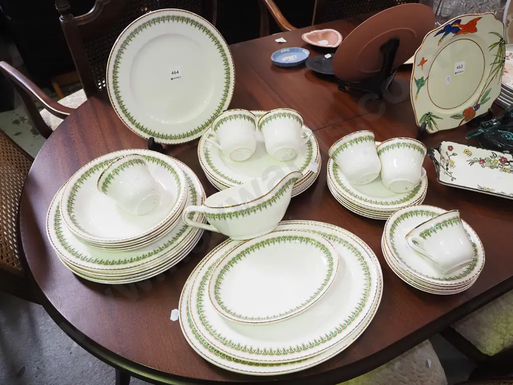 assorted Portland Pottery green, cream and gold cups, jug Image 1++