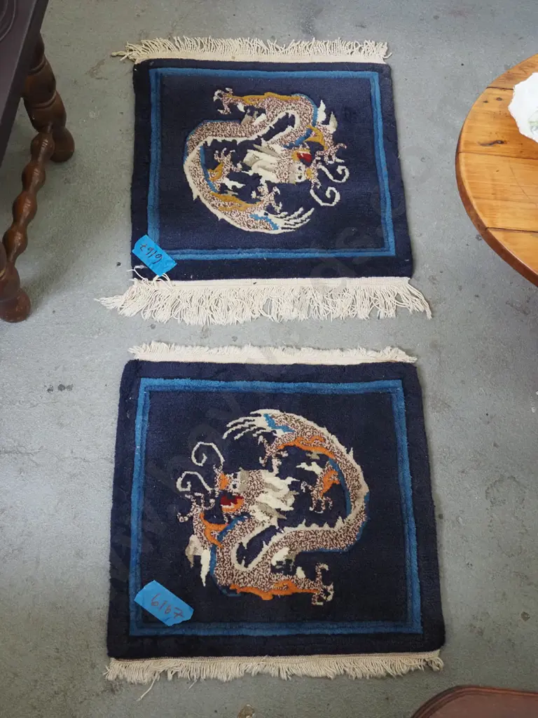 2x small dragon themed woollen rugs  Each L-470 W-430 Image 1++