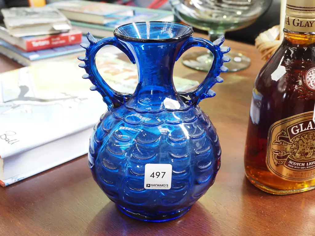 blue glass vase H-200 Image 1++