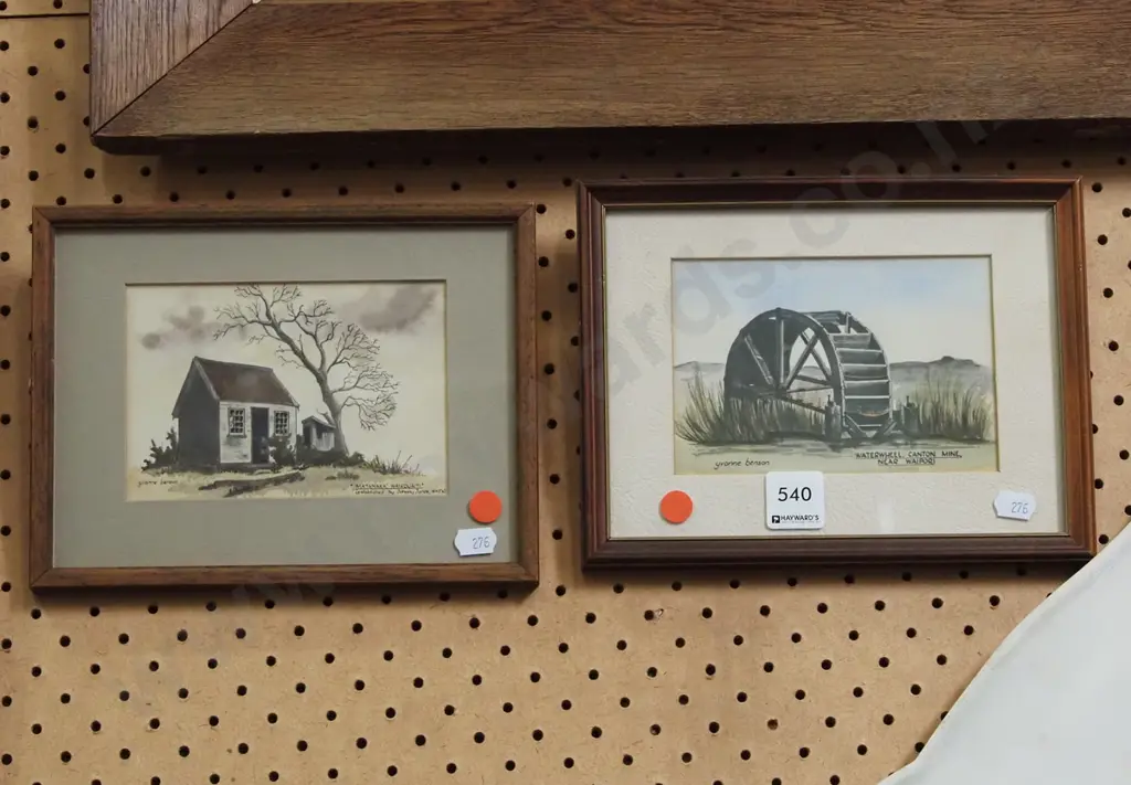 2x Yvonne Benson hand coloured prints- red dots Image 1++