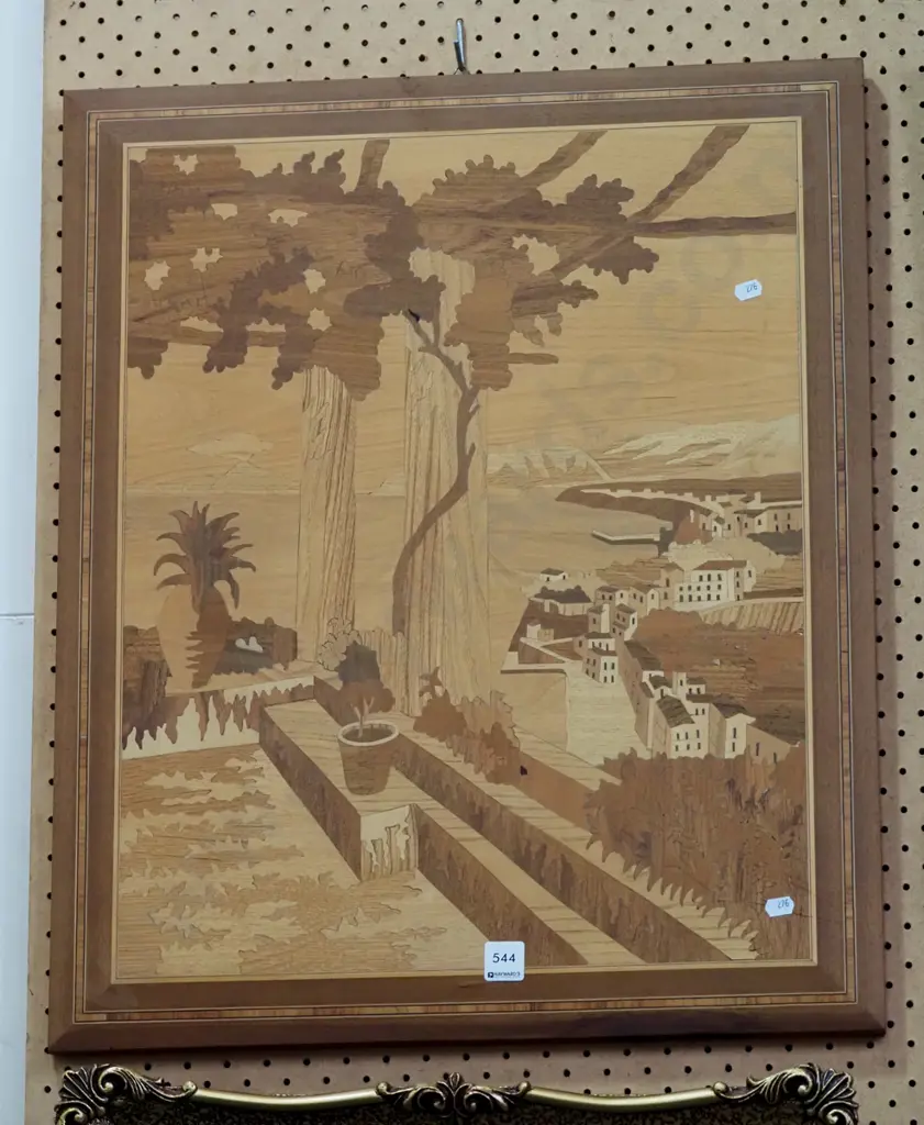 marquetry picture on board - Mediterranean scene Image 1++