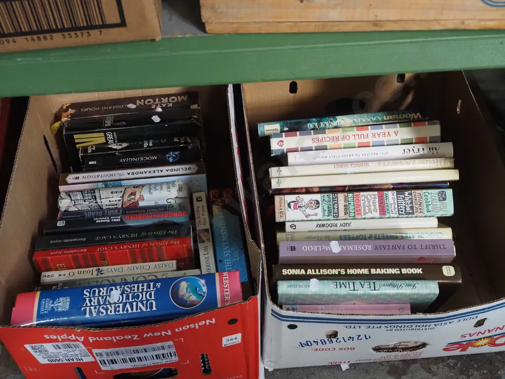 2x boxes of books - black dots Image 1++