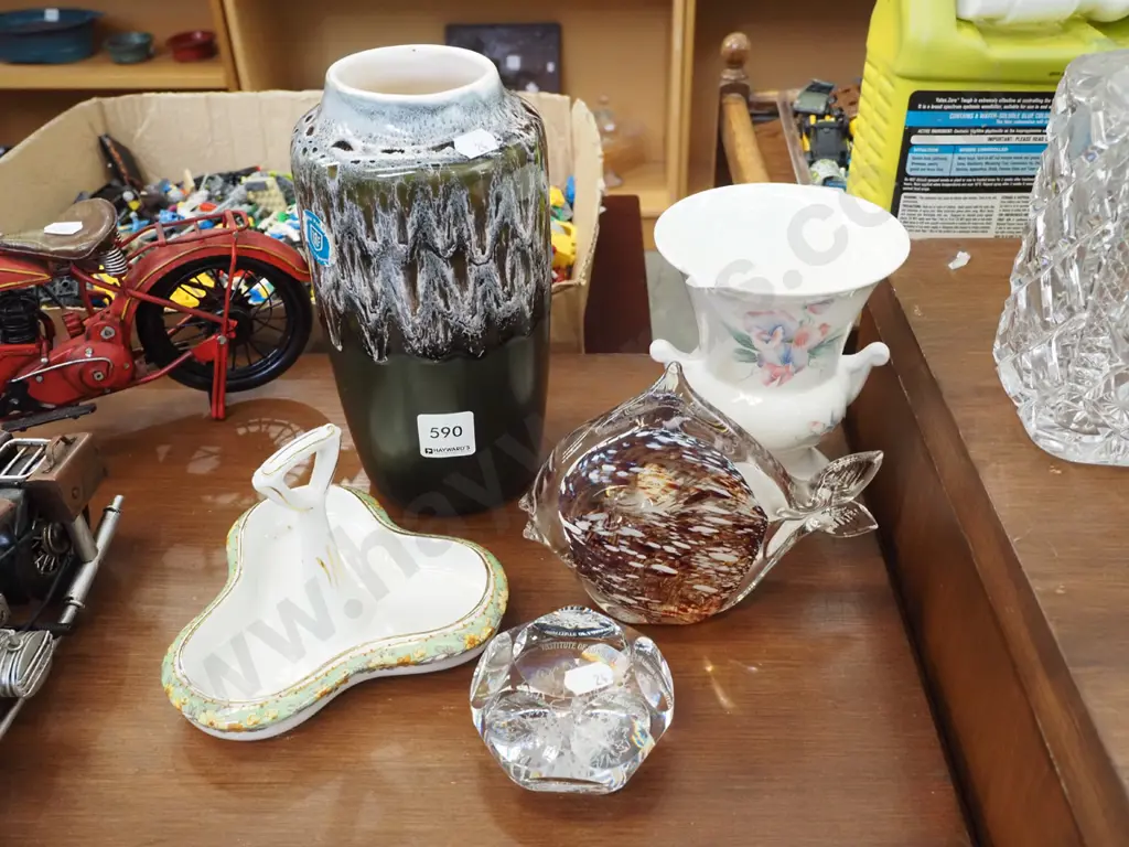 English vases, glass bird, ring dish, paperweight Image 1++