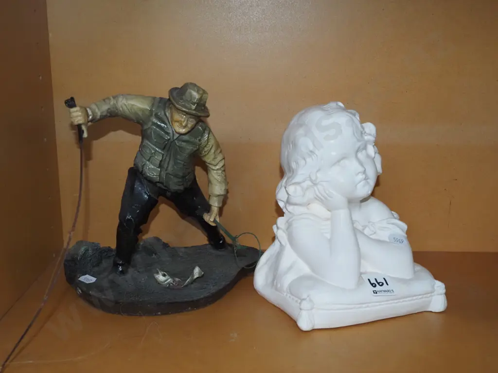 fishing figurine, girl figurine H-210 Image 1++