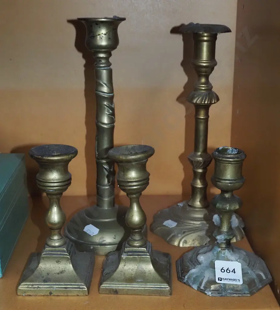 5x brass candlesticks Tallest H-250 Image 1++