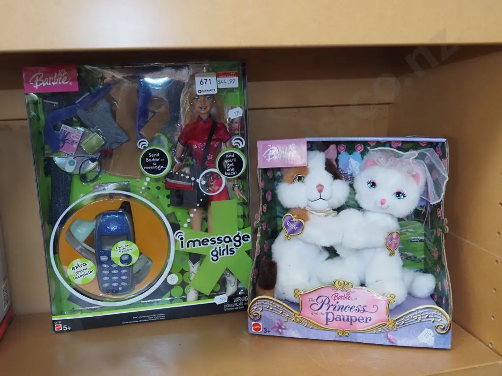 2 boxed toys - Barbie iMessage girl, Princess and Pauper soft toys Image 1++