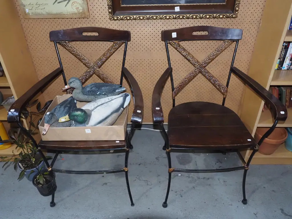 2x wooden and metal armchairs Image 1++