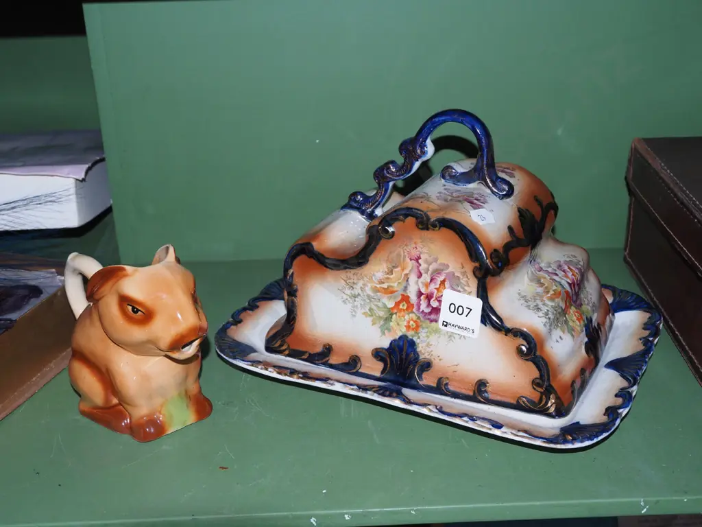 cheese cover dish, novelty Staffordshire creamer Image 1++