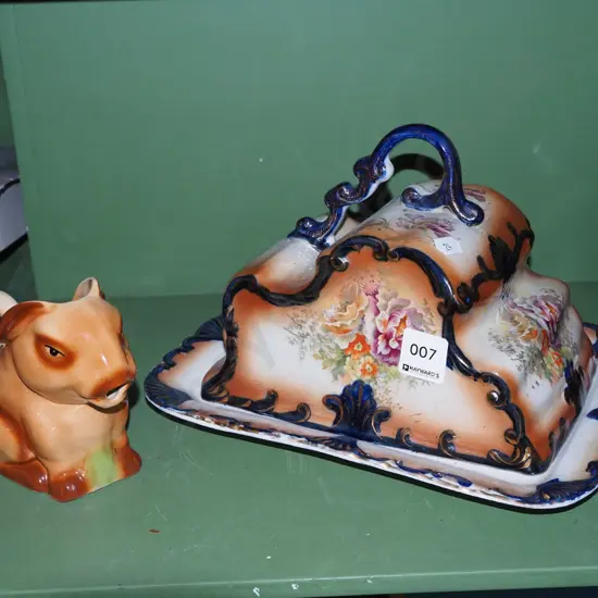 cheese cover dish, novelty Staffordshire creamer