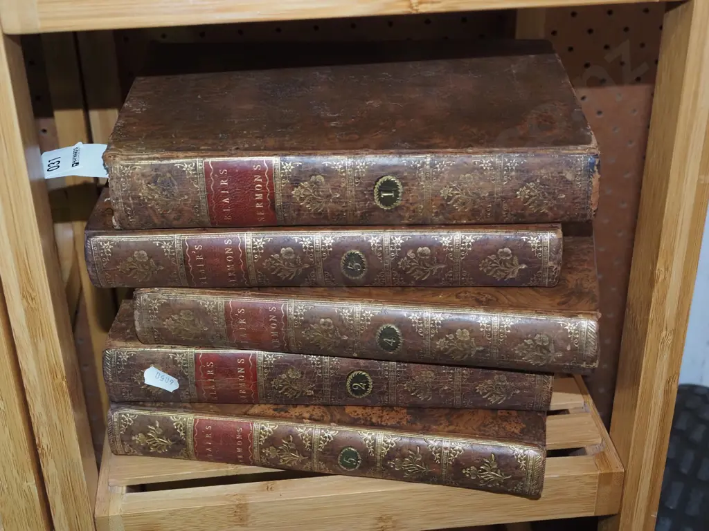 6x leather bound volumes Blair's Sermons Image 1++