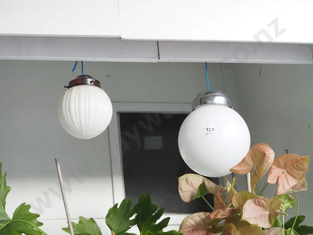 2x milk glass globe ceiling light shades with journals Image 1++