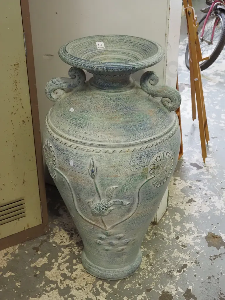 large painted terracotta urn H-870 Image 1++